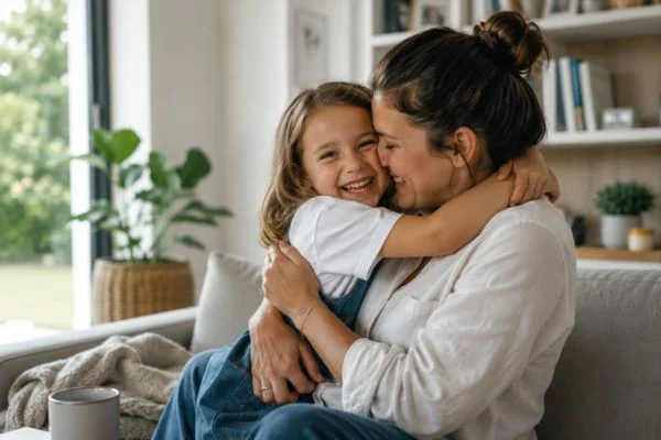 happy child with parent after parenting plans Swansea
